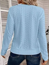ieftine Topuri simple pentru femei-Pentru femei Tricou Simplu Modă Modern Manșon Lung Stil Nautic Topuri obișnuite Zilnic Capsă Negru Alb Albastru celest Vară