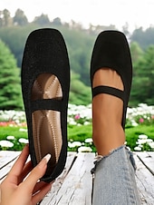 economico Ballerine da donna-ballerine mary jane flyknit da donna – comode scarpe slip-on con punta quadrata per l&#039;estate e l&#039;uso quotidiano