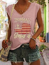 billige Tanks og camisole til kvinner-Påske Dame Skjorte Bluse Grafisk Bokstaver Stilfull Fritid Ermeløs V-hals Vanlige topper Daglig Trykt mønster Svart Rosa Blå Grønn Grå Sommer