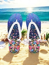 preiswerte Urlaubsandalen-Bunte Flip-Flops mit Blumenmuster für Damen – lebendige Strandsandalen im Bohème-Stil für den Sommer am Pool und im Resort