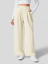 cheap Wide Leg &amp; High Waisted-Women&#039;s EU / US Size Pants Trousers Casual / Sporty Full Length Natural Comfortable Micro-elastic Wine Amethyst Depression Green Almond Spring, Fall, Winter, Summer