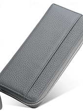 cheap Wallets-Women&#039;s Wallet Credit Card Holder Wallet Leather Cowhide Outdoor Office Shopping Zipper Multiple pockets Large Capacity RFID Blocking Solid Color Black Pink Blue