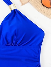 billige Onepiece badedrakter-Kvinne Badetøy Én Del Monokini Badedrakt Ryggløs Magekontroll Høy Midje Slank Ferie Strandklær Solid Farge Leopard Halter Hals Uten Erme Badedrakter