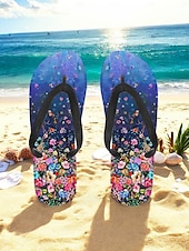 preiswerte Urlaubsandalen-Bunte Flip-Flops mit Blumenmuster für Damen – lebendige Strandsandalen im Bohème-Stil für den Sommer am Pool und im Resort
