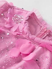 levne Koktejlové šaty-Šaty do A quinceanera růžové šaty květy svatební svatební host maxidélka dlouhý rukáv s kulatým výstřihem s volány