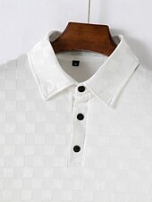 preiswerte Klassisches Poloshirt für Herren-Herren Golfshirt Golf Poloshirts Arbeit Lässig Revers Kurzarm Basic Modern Karomuster Patchwork Knöpfe Sommer Normale Passform Schwarz Weiß Dunkelmarine Grau Leicht Blau Golfshirt