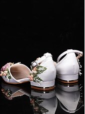 abordables Officiel-chaussures plates blanches brodées de fleurs avec pochette assortie – chaussures de mariage et de mariée élégantes pour femmes