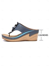 economico Sandali Comodi-sandali infradito da donna con zeppa e plantare massaggiante – infradito bohémien floreali per un comfort casual estivo, da spiaggia e all&#039;aria aperta