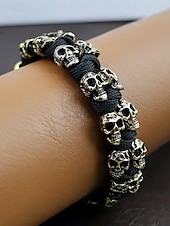abordables Bijoux pour hommes-Bracelet punk tête de mort pour homme - Bracelet de survie en paracorde tissé à la main, bracelet de motard gothique en métal, bijoux de style rock pour fêtes et concerts