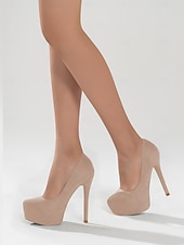 abordables Fête de la Vie Nocturne-Escarpins à talons hauts noirs pour femmes – Escarpins à talons aiguilles en daim élégants des années 1980 pour fêtes, mariages et soirées