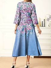 levne květinové šaty-Ženské maxi šaty sundress A-line šaty dovolená casual každodenní běžný střih květinový grafický krátký rukáv V výstřih růžová modrá zelená léto