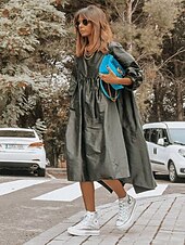 cheap T shirt Dresses-Women&#039;s Plus Size Midi Dress Casual Dress Summer Dress Classic Vacation Daily Holiday Loose Fit Leaf Short Sleeve Crew Neck Black Red Green Summer