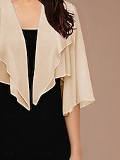 cheap Blouses &amp; Shirts-Women&#039;s Flowy Tops Chiffon Tops Solid Color Elegant 3/4 Length Sleeve Asymmetrical Crop Tops Wedding Guest Champagne Summer Spring Fall