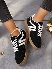 abordables Baskets femme-Baskets basses rétro jaunes pour femmes - Chaussures décontractées à lacets vintage, confortables au quotidien pour un style urbain et extérieur