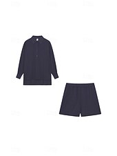 cheap Women’s Short Sets-Women&#039;s Active Basic Shirt Shorts Sets Long Sleeve Shirt Collar Solid Color Dubbele Rij Knopen Holiday Casual Daily Black White Yellow Summer Regular Fit