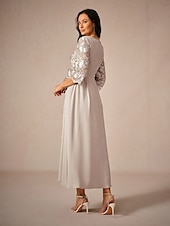 levne Dámské černé šaty-Dámské Maxi šaty Áčkové šaty Elegantní Formální Formální Svatební host Běžný Bez vzoru 3/4 délka rukávu Tričkový Šampaňská Léto Jaro Podzim