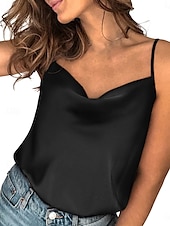 cheap Tank Tops &amp; Camis-Women&#039;s Camisole Tank Top Solid Color Stylish Casual Sleeveless V Neck Regular Tops Daily Patchwork Black Red Blue Green Summer Spring