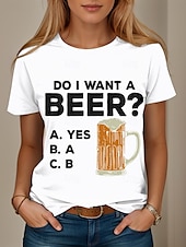 ieftine Umor &amp; Citate tricou-Oktoberfest Pentru femei Tricou Grafic Scrisă Bere Stilat Casual Manșon scurt Rotund Topuri obișnuite Zilnic Sfârșit de săptămână Imprimeu Negru Alb Roz Îmbujorat Albastru piscină Mov Vară Primăvară