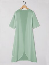 cheap Blouses &amp; Shirts-Women&#039;s Chiffon Cover-Up Jacket  Solid Color Elegant Stylish Half Sleeve Sage Green Summer Spring