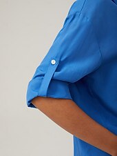 abordables chemises, hauts et chemisiers-chemise bleue minimaliste à col en V de style vacances