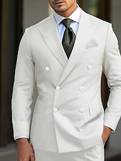 cheap Formal Suits-Men&#039;s Wedding Suits Homecoming Suits Black White Business WorkWear Solid Colored Slim Fit 2 Piece Double Breasted Six-buttons