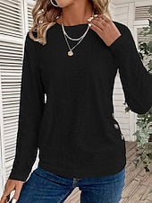 ieftine Topuri simple pentru femei-Pentru femei Tricou Simplu Modă Modern Manșon Lung Stil Nautic Topuri obișnuite Zilnic Capsă Negru Alb Albastru celest Vară