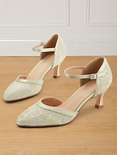cheap 1920s-Women&#039;s 1950s Lace Ankle Strap Heels – Elegant Pointed Toe Kitten Heel Shoes for Weddings, Parties, and Formal Occasions