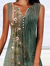 ieftine Rochii boho-Rochie mini de femei rochie în A rochie T-Shirt rochie Tee off the shoulder casual vacanță zilnic ajustat floral grafic fără mâneci gât în V roz albastru verde gri vară