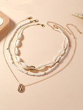 cheap Women&#039;s Necklace-Women&#039;s Boho Cowrie Shell Necklace Set – Layered Beach Jewelry with Gold Accents, Handmade Summer Surf Choker for Vacation, Festivals &amp; Casual Wear