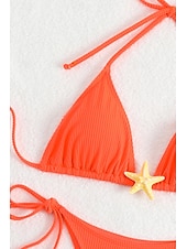 olcso Bikiniszettek-Női Fürdőruha Bikini 2 darab Fürdőruha Nyitott hátú Tropikus Strandruházat Sima Kötőfék nyaka Ujjatlan Fürdőruhák