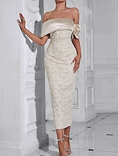levne Koktejlové šaty-Sheath  sloupec párty šaty elegantní šaty svatební svatební host kotníková délka bez rukávů bez ramínek polyester bez zad s potiskem derby šaty 2025