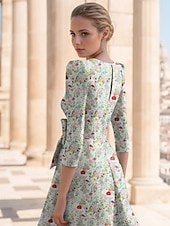 voordelige Cocktailjurken-Jacquard Bloemen A-lijn Cocktailjurken Elegante Formele Bruiloft Enkellengte Halve Mouw V-hals Nylon met Bloemenprint Vlinderzak Bruiloft Gast Jurk