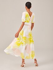 economico Abiti floreali-abito midi elegante e svolazzante con macchie floreali