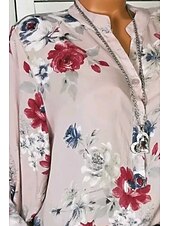 economico Camicie-Per donna Camicia Camicie ispirate al lino Blusa Fiore Elegante Manica Lunga Scollo a V Top Regolari Quotidiano Uscire Stampato Bianco Rosa Blu Estate