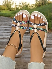 preiswerte Espadrillesandalen-Damen-Boho-Plateau-Keilsandalen – geflochtene Riemchensandalen mit Edelsteinakzenten für Freizeit, Strand und Urlaub