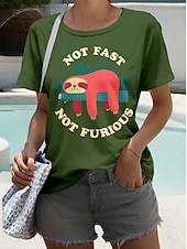 abordables T-shirt Humor &amp; Citations-Femmes T-shirt Graphique Lettre Mode Occasionnel Manche Courte Col rond Hauts Réguliers Quotidien Week-end Imprimé Vin Vert Véronèse bleu marine Bleu Roi Été Printemps
