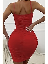 cheap White Graduation Dresses-Women&#039;s Mini Dress White Dress Graduation Dress Bodycon Slip Dress Fashion Party Birthday Date Regular Fit Plain Sleeveless Spaghetti Strap Black White Wine Red Summer
