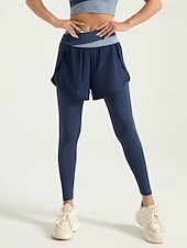 tanie Legginsy i legginsy do jogi-Damskie Spodnie do jogi Legginsy do jogi 2 w 1 Wyszczuplenie brzucha Podnoszenie pośladków Wysoka talia Joga Trening w siłowni Pilates Rajstopy Doły Granatowy Jasnobrązowy Czarny Spandeks Jesień Sport