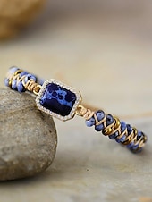 tanie Bransoletka damska-ręcznie robiona kolorowa bransoletka z naturalnych kamieni – boho koralikowa bransoletka z zawieszką z kryształków, regulowana biżuteria modowa dla kobiet, idealna na prezenty, imprezy i na co dzień