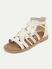 cheap Vacation Sandals-Women&#039;s Black Gladiator Sandals – Strappy Flat Summer Sandals for Casual, Beach, and Boho Chic Outfits