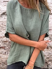 economico Camicie-Per donna Maglietta Grafico Semplice Moda Moderno Casual Mezza Manica Girocollo Top Regolari Quotidiano Weekend Bianco Giallo Verde Estate
