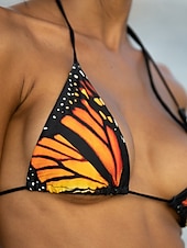 olcso Bikiniszettek-Női Fürdőruha Bikini 2 Részes Kötős Fürdőruha Hátsó nélküli Karcsúsító Nyári Tengerparti Ruházat Lepke Nyakpántos Ujjatlan Fürdőruhák