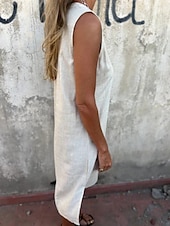 preiswerte Einfaches Kleid-Damen Mini Kleid Sommer Kleid Unifarben Lässig Täglich Reguläre Passform Grafik Ärmellos V-Ausschnitt Schwarz Blau Beige Grau Sommer