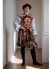 preiswerte Outfits-Mittelalterlich Renaissance Outfits Prinz Keltischer Ritter Herren königlich Halloween Karneval Maskerade Leistung LARP Renaissance-Messe Erwachsene Kostüm
