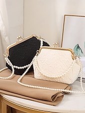 levne Psaníčka a kabelky na večer-dámská vintage kabelka s perleťovou rukojetí – elegantní saténová crossbody kabelka s texturou na svatby, večírky a formální události