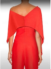abordables Combinaisons pour maman-Combinaisons invitée de mariage élégante robe de mariage formelle fête longueur du sol manches courtes épaules dénudées automne invité de mariage chiffon avec volants 2025 taille sur mesure gratuite