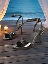 olcso Koktél-női ezüst metál bokapántos kitten heel slingback szandál – minimalista, nyitott orrú ruhacipő tengerparti esküvőkre, koktélrendezvényekre és nyári bulikra