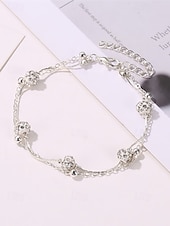 economico Bracciale da donna-Cavigliera da donna con perline e strass a doppio strato: elegante gioiello da spiaggia con catena in oro per l&#039;estate, le vacanze e l&#039;uso quotidiano