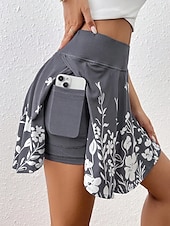ieftine Fuste grafice-Fustă scurtă pentru femei culotte modă subțire casual fuste mini cu talie înaltă grafic floral elastică zilnică roz albastru închis albastru cer gri vară poliester