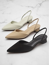 abordables Talons Aiguilles-Escarpins à bride arrière et bout pointu pour femmes – talons bas en similicuir pour des occasions élégantes au bureau et en soirée